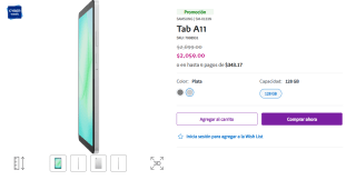 Tablet Samsung Tab A11 128GB por $2,059 | Telcel