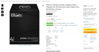 Kleenex Pañuelos Faciales Elegance Black (50 piezas, 4 hojas) por $22en Amazon