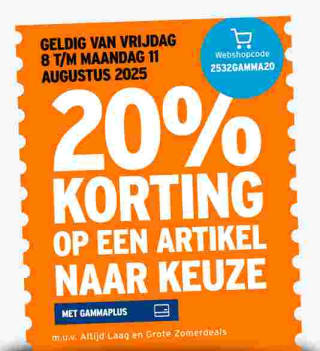 20% korting op een item naar keuze bij Gamma