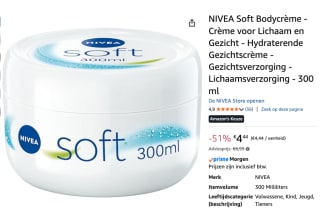 NIVEA Soft Hydraterende Creme Pot 300 ml voor €4,44 bij Amazon