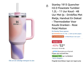 Stanley 1913 Quencher H2.0 Flowstate Tumbler 1.2L voor €32,99 bij Amazon