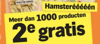 Hamsteren bij Albert Heijn met heel veel producten de 2de gratis
