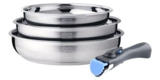 Batterie de cuisine ARTHUR MARTIN de 3 poeles 20-24-26cm + 1 poignée à 39,99€