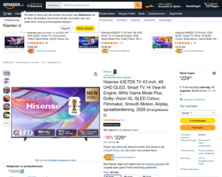 Hisense 43E7DS 43 inch voor €229 bij Amazon