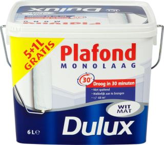 Dulux Plafond Monolaag - Wit - 6 L voor €20 bij Bol
