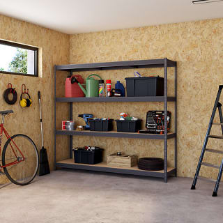 Étagère de garage en métal gris 4 plateaux en bois à 59,90€