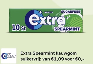 Extra Peperrmint/Spearmint kauwgom suikervrij gratis na cashback via Scoupy