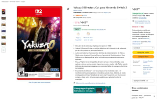 Yakuza 0 Directors Cut para Nintendo Switch 2 por $448 en Amazon