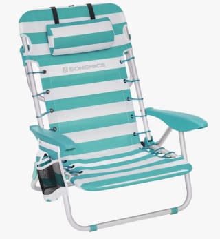 SONGMICS Silla de Playa Plegable, Respaldo Ajustable, Reposacabezas por 34.46€