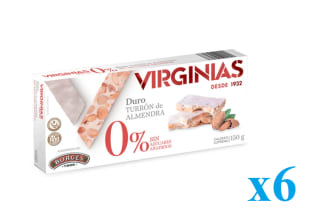 6 x Virginias Turrón duro almendras 0% azúcares añadidos 150 g por 11.94€