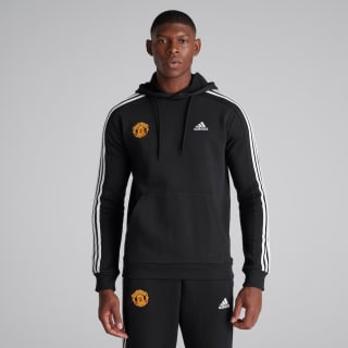 Manchester United x adidas Mens Essentials Fleece 3-Stripes Hoodie Black (extra 10% o