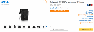 Mochila Dell GM1720PM para Laptop 17" por $639 | CyberPuerta