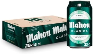 Cerveza Mahou Clásica Pack 28 latas (33 cl) por 12,35€ en Amazon