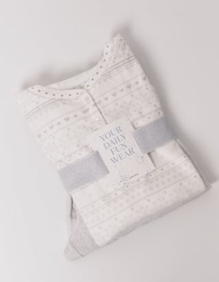 Women'secret pijama largo polar suave cenefas gris por 9,99€