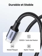 UGREEN Lot de 2 câble USB‑C vers USB‑C PD 60W (1 m) pour 6,99€