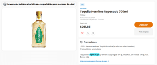Tequila Hornitos Reposado 700ml por $292 | Oferta Chedraui