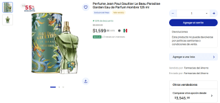Perfume Jean Paul Gaultier Le Beau Paradise Garden $1,599 | Farmacias del Ahorro