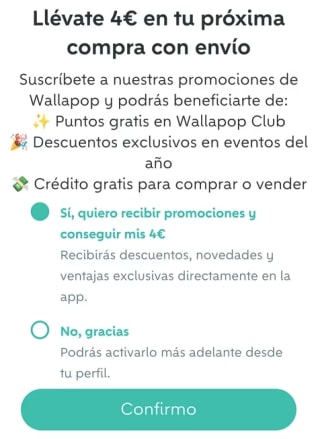Wallapop 4€ descuento en envíos en tus compras (cuentas seleccionadas)