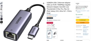 UGREEN USB C Ethernet Adapter voor €12,97