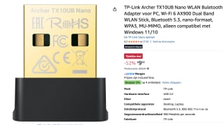 TP-Link Archer TX10UB Nano WiFi 6 AX1800 USB Ethernet Adapter voor €9,90 bij Amazon