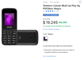 Telefono Celular Multi Up Play 4g P9139eur Negro por $19.245