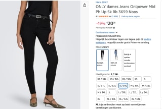 ONLPOWER Mid waist Skinny fit Jeans voor €20,25 bij Amazon