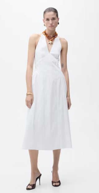 Vestido midi algodón cuello halter por 11,99€