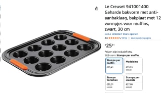 Le Creuset muffinvorm 30x40 cm voor €25,41 bij Amazon