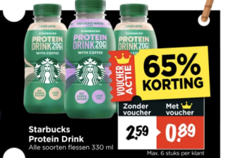 Alle soorten Starbucks Proteïne Drink voor €0,89 bij Vomar