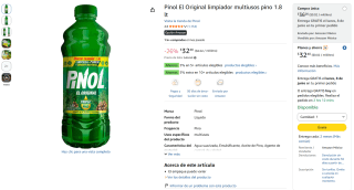 Pinol Original 1.8L por $32 | Oferta Amazon