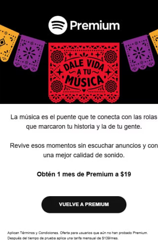 1 mes de Spotify Premium por $19 en Spotify