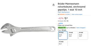 Bruder Mannesmann Verstelbare Moersleutel voor €5,58 bij Amazon