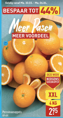 perssinaasappelen 4 kg voor 2.95