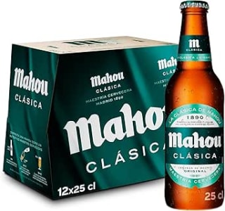 Mahou Clásica, Pack 12 Botellas x 25cl, Cerveza Dorada Lager por 4.56€