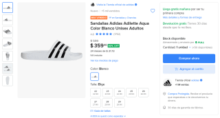 Sandalias adidas Adilette Aqua Unisex por $359 | Mercado Libre