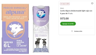 Pack de 12 Leche Alpura Deslactosada Light 1L por $299 | Bodega Aurrera