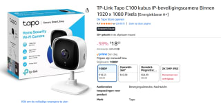 TP-Link Tapo C100 wifi beveiligingscamera voor €18,55 bij Amazon