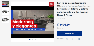 Batería de Cocina Tramontina Mônaco Induction 5pzas por $1,799