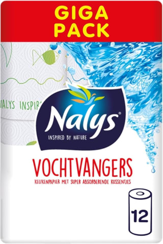 12 rollen Nalys Vochtvangers keukenpapier voor €8,07 bij Amazon