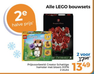 Alle Lego bouwsets 2de halve prijs bij Terkpleister