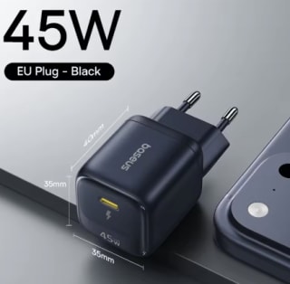 Cargador Baseus GaN de 45W para iPhone 17 16 15 Pro Max Samsung por 11.53€