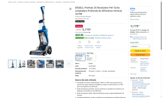 Limpiador de Alfombras BISSELL ProHeat 2X por $3,779 | Amazon