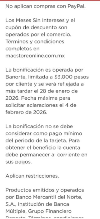 Cupón de $1,000 en MacStore y 12.5% de rebaja con Banorte