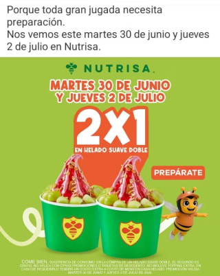 2x1 en Helado Suave en Nutrisa | 30/6 y 2/7
