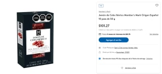 Jamón de Cebo Ibérico Member's Mark Origen Español 10 pzas por $101 | Sam's Club