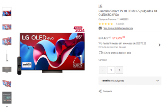 Pantalla Smart TV LG 65" 4K por $19,999 | Liverpool