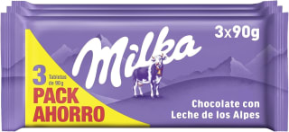 Milka Chocolate con Leche Pack Ahorro 3 tabletas (3x90g) por 3,43€