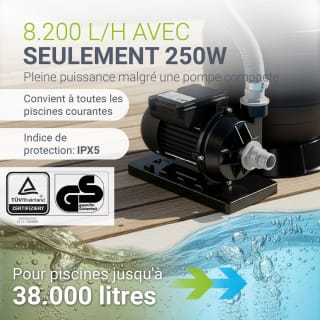 Système de filtration à sable Juskys 250 W (8200 l/h) pour 97,49€ chez Juskys