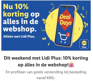 10% korting op alles in de webshop bij de Lidl