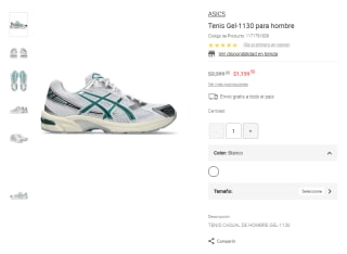 Tenis ASICS G-1130 para Hombre por $1,200 | Liverpool
